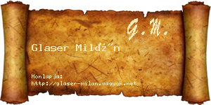 Glaser Milán névjegykártya